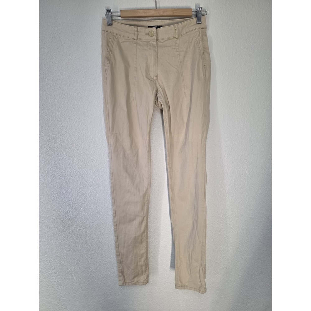 H&M Womens Chino Pants Size 6 Beige Cotton Straight Casual Trousers Slacks